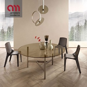 Agos Fiam round table with painted metal base