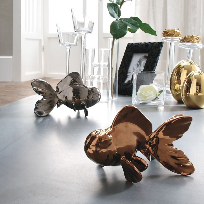 Pesce in glazed ceramic by Adriani e Rossi