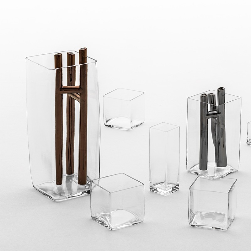 Square Glass Vase Set by Adriani e Rossi