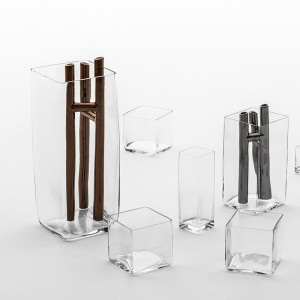 Square Glass Vase Set by Adriani e Rossi
