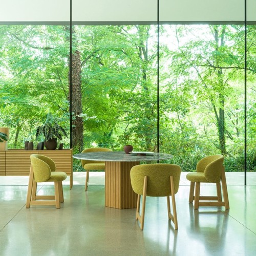 Pheaby Upholstered Armchair Moroso – Modern Wooden Base