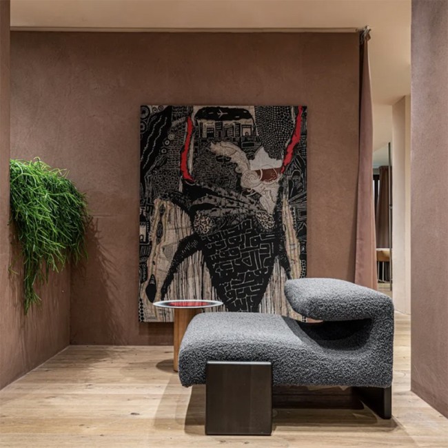 Loveseat upholstered armchair by Moroso – Modern wooden base