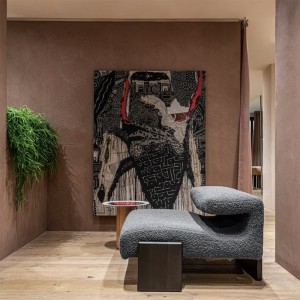 Loveseat upholstered armchair by Moroso – Modern wooden base