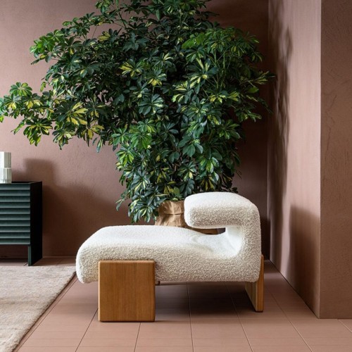 Loveseat upholstered armchair by Moroso – Modern wooden base