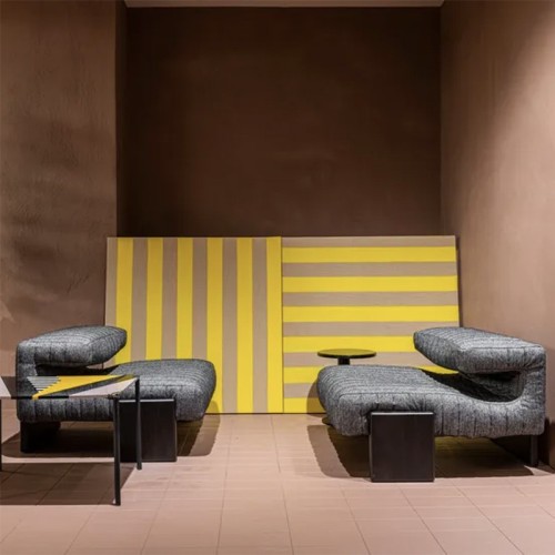 Loveseat upholstered armchair by Moroso – Modern wooden base