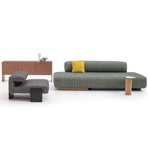 Loveseat upholstered armchair by Moroso – Modern wooden base