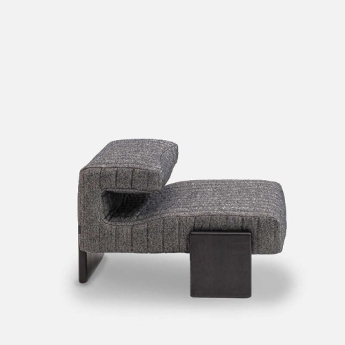 Loveseat upholstered armchair by Moroso – Modern wooden base