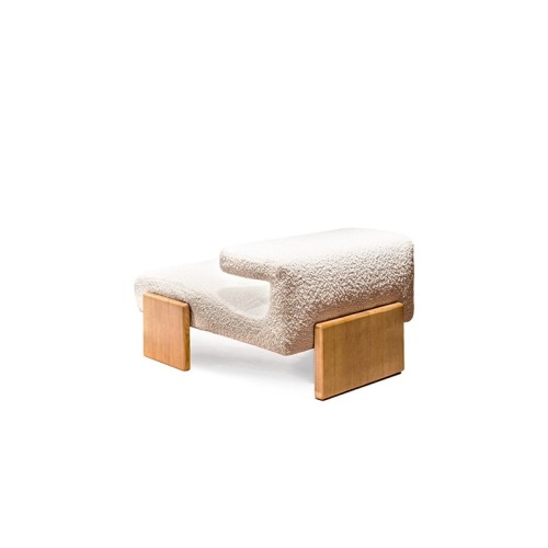 Loveseat upholstered armchair by Moroso – Modern wooden base