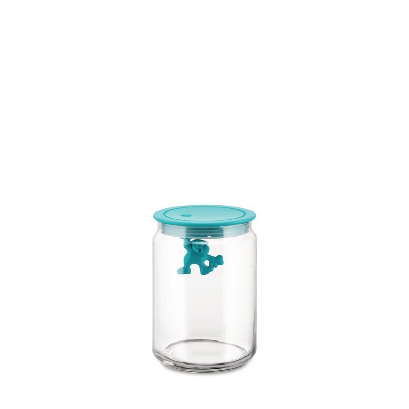 Airtight glass jar Gianni a little man holding on tight Alessi