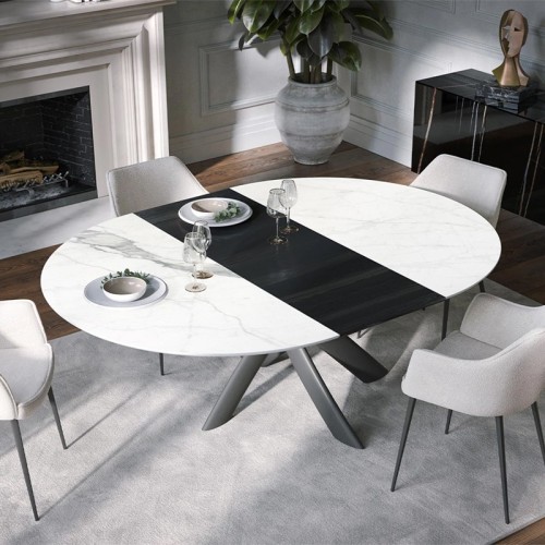 Style Round Ext Tonin Casa extendable dining Table