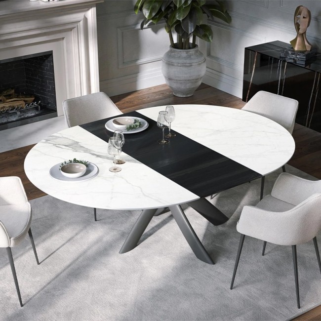 Style Round Ext Tonin Casa extendable dining Table