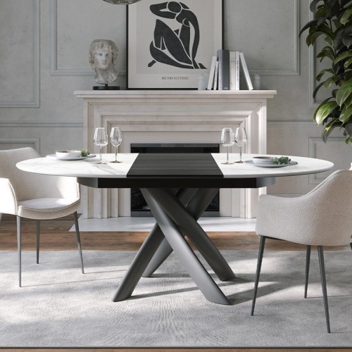 Style Round Ext Tonin Casa extendable dining Table