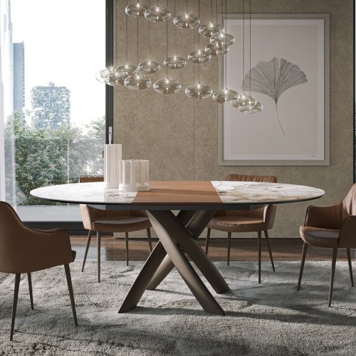 Style Round Ext Tonin Casa extendable dining Table