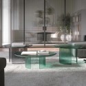 Atollo Tonin Casa Designer Hammered Glass Coffee Table Set