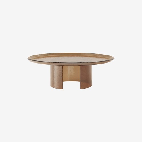 Atollo Tonin Casa Designer Hammered Glass Coffee Table Set