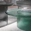 Atollo Tonin Casa Designer Hammered Glass Coffee Table Set