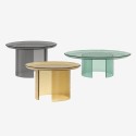 Atollo Tonin Casa Designer Hammered Glass Coffee Table Set