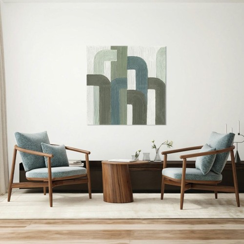Abstract Painting Green Lines Agave Quadri
