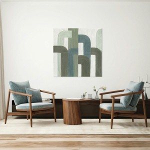 Abstract Painting Green Lines Agave Quadri