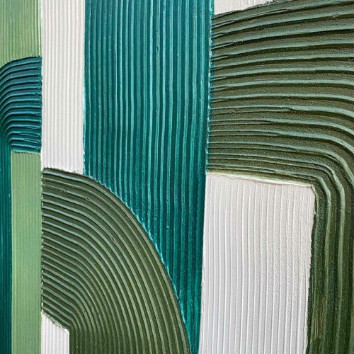 Abstract Painting Green Lines Agave Quadri