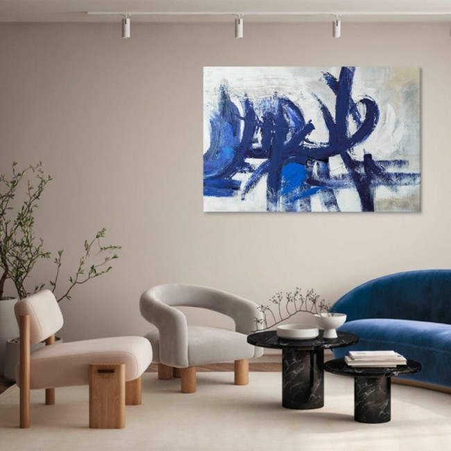 Abstract Painting Blue Stroke Agave Quadri