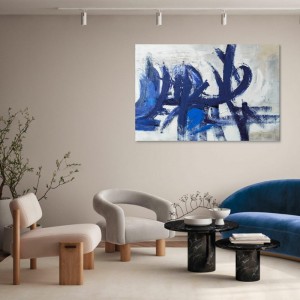 Abstract Painting Blue Stroke Agave Quadri