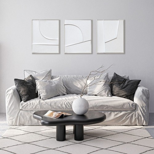 Set of 3 Abstract Paintings Groove Agave Quadri