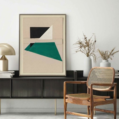 Abstract Painting Green Shapes Agave Quadri