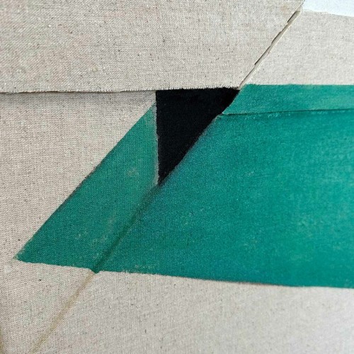 Abstract Painting Green Shapes Agave Quadri