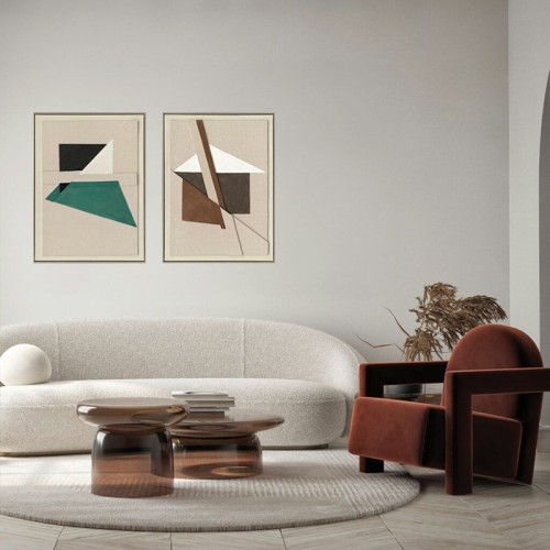 Abstract Painting Brown Shapes Agave Quadri