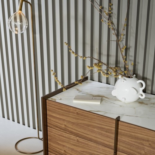 Aureo Drawer Chest Bonaldo Walnut Ceramic