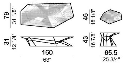 Dimensions of Rebus Arketipo Set of Two Coffee Tables