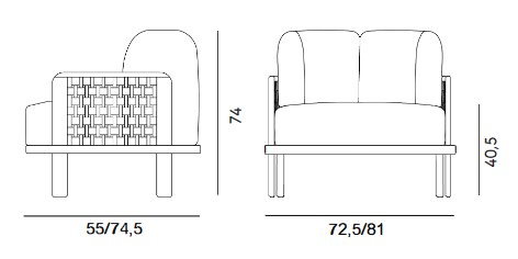 Dimensions of Raquette Billiani Armchair