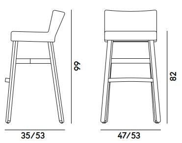 Croissant Billiani Bar Stool dimensions
