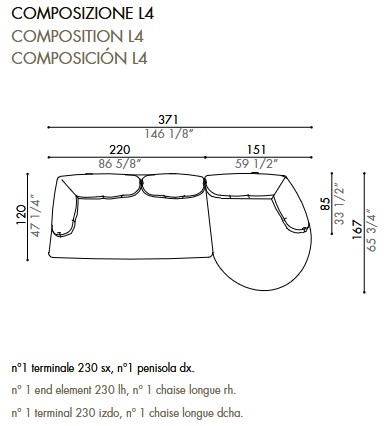 Ethìa Sofa Désirée dimensions