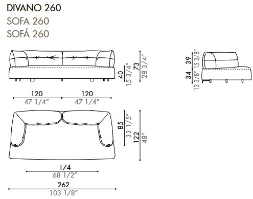 Ethìa Sofa Désirée dimensions