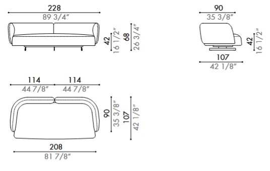 Homan Sofa Désirée dimensions