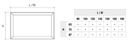 Edoné Mirror with backlit frame sizes