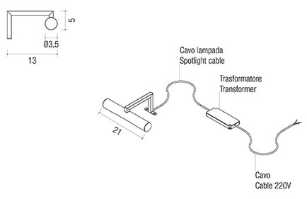 Caravaggio Edoné Mirror Lamp szes