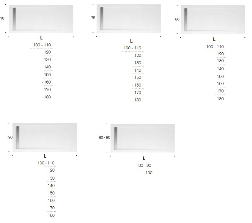 Petra X Edoné shower tray sizes