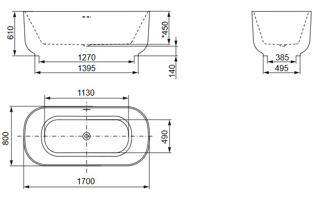 Dimensions of Galya Glass 1989 Bathtub