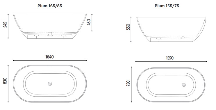 Dimensions of Plum Glass 1989 Bathtub