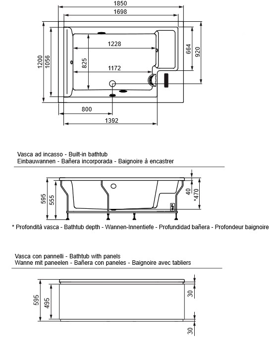 Dimensions of Mawi Spa 185/120 Glass 1989 Mini Pool