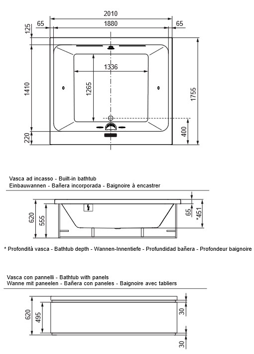 Dimensions of the Mawi Spa 175/200 Glass 1989 Mini Pool