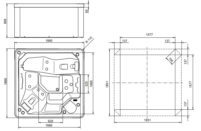 Dimensions of Design Minipool MySpa 195_E Glass 1989