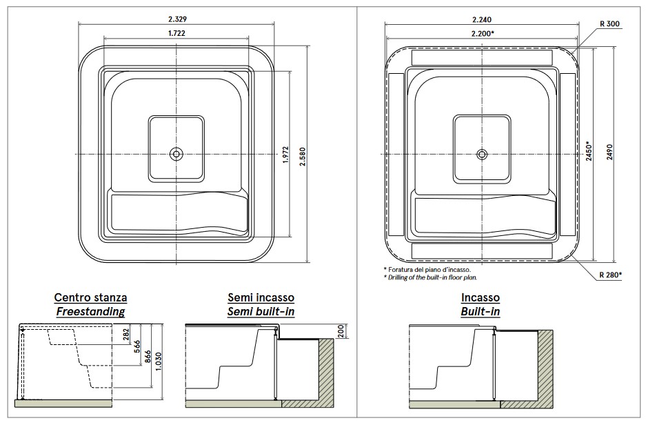 Dimensions of Infinity 260/240 Glass 1989 Design Minipool