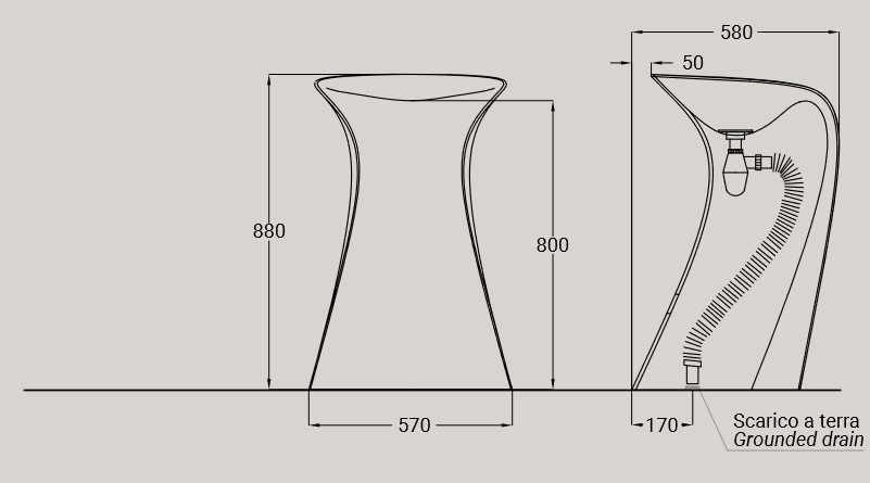 Miss Hidra Ceramic Sink dimensions