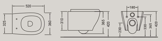 Dimensions of the My Hidra Ceramica WC