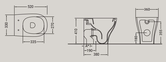 Dimensions of the My Hidra Ceramica WC