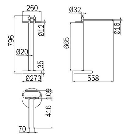 Raffaella Inda A32850 towel stand dimensions